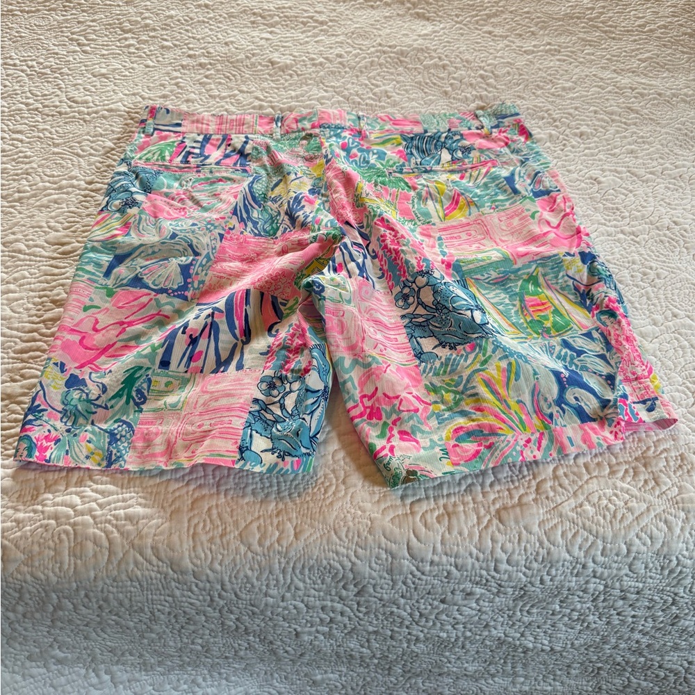 Lilly Pulitzer Pink and Blue Patchwork Men's Shorts